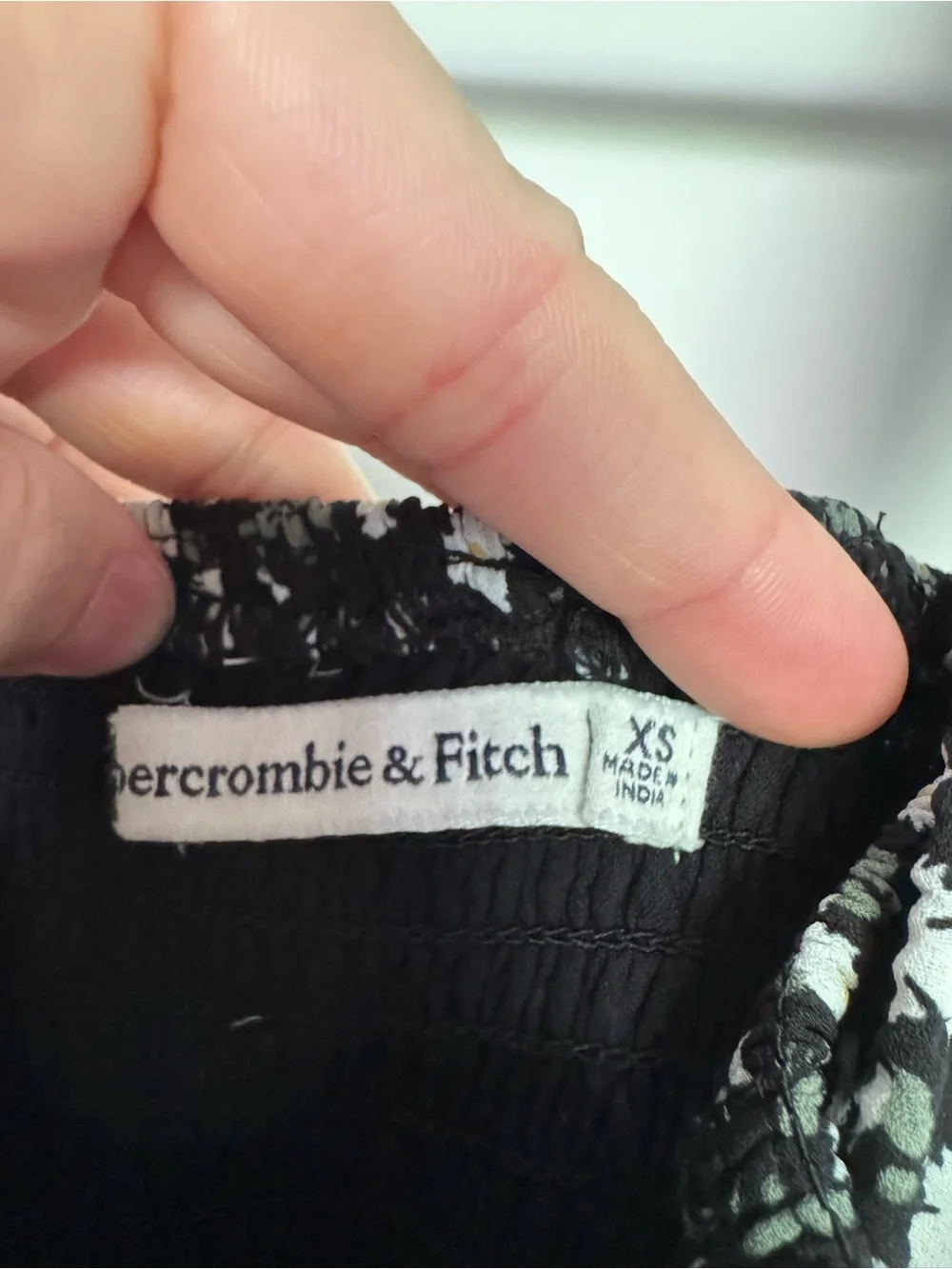 Abercrombie & Fitch Black and White Floral Smocked Midi Dress